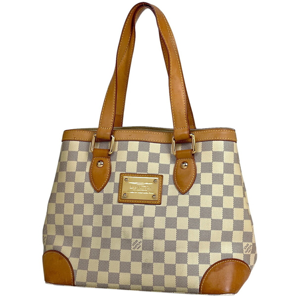 Louis Vuitton Hampstead Shoulder Bag Handbag Tote Damier Azur White